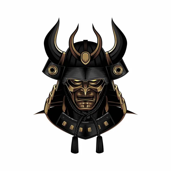 Samurai Guerreiro Capacete Logotipo Máscara Ouro Vetores De Stock Royalty-Free