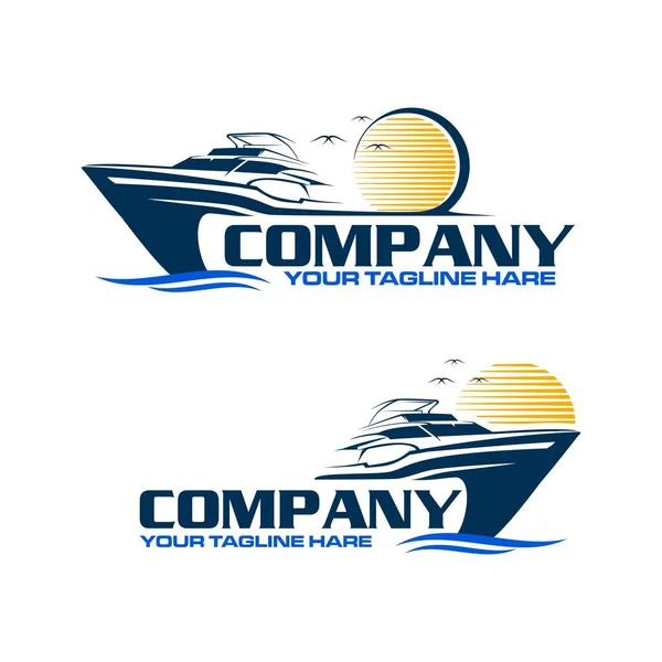 Barco Velocidade Com Modelo Logotipo Pôr Sol Vetores De Stock Royalty-Free