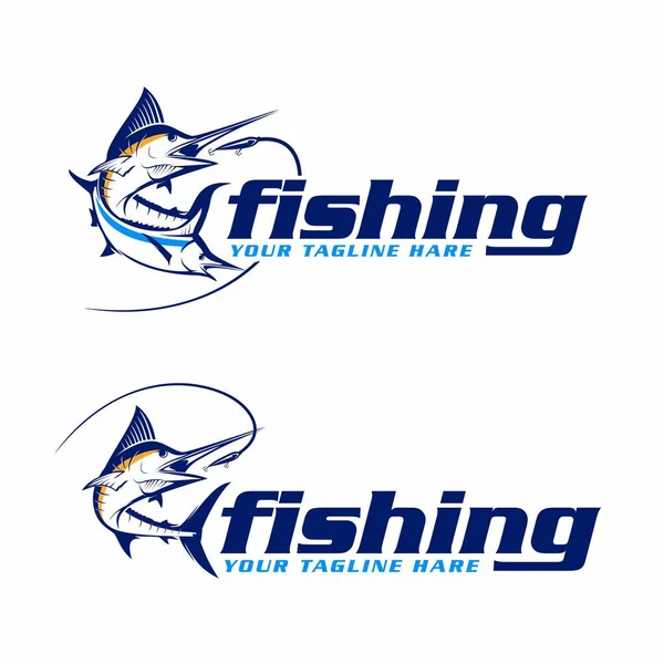 Marlin Logotipo Phishing Peixe Marinho Vetor De Stock