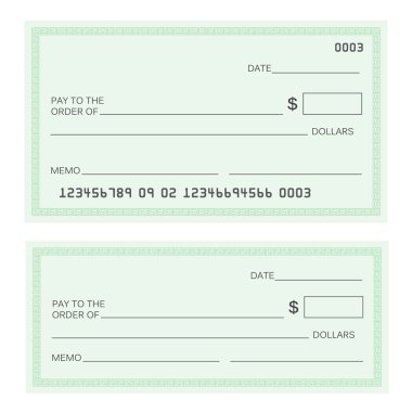 Boş çek. EPS 10 vektör çizim