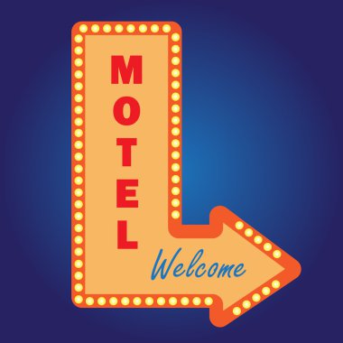 Neon vintage motel signwith Işık Ampüller