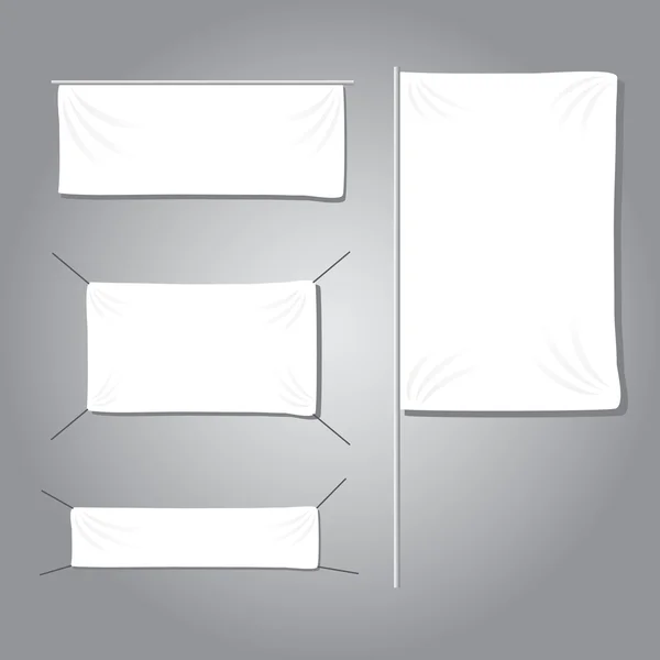 Banner branco com dobras — Vetor de Stock