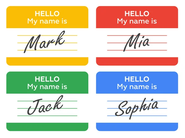 Name tag set. Hello my name is. card, Label sticker, introduce badge welcome, vector illustration — Stock Vector