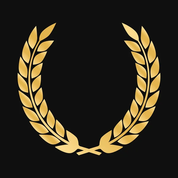 Ghirlanda di alloro premio oro vettoriale. Etichetta del vincitore, vittoria simbolo foglia — Vettoriale Stock