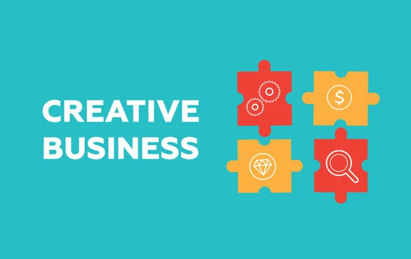 Креативная бизнес-концепция. Решение и успех, стратегия и дизайн головоломок — стоковый вектор