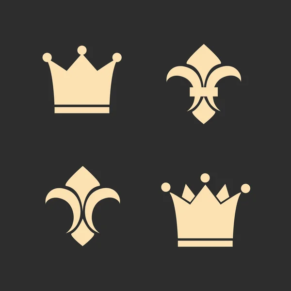Kroon en fleur de lis pictogrammen — Stockvector