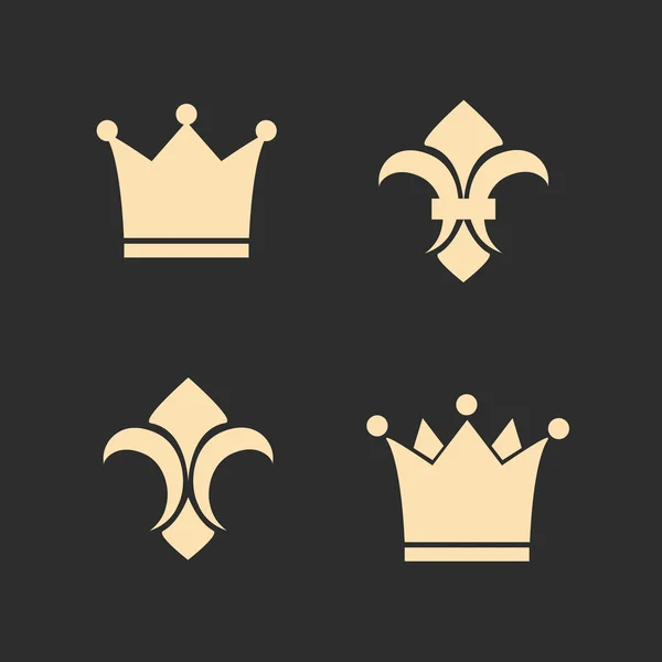 Crown and fleur de lis icons — Stock Vector