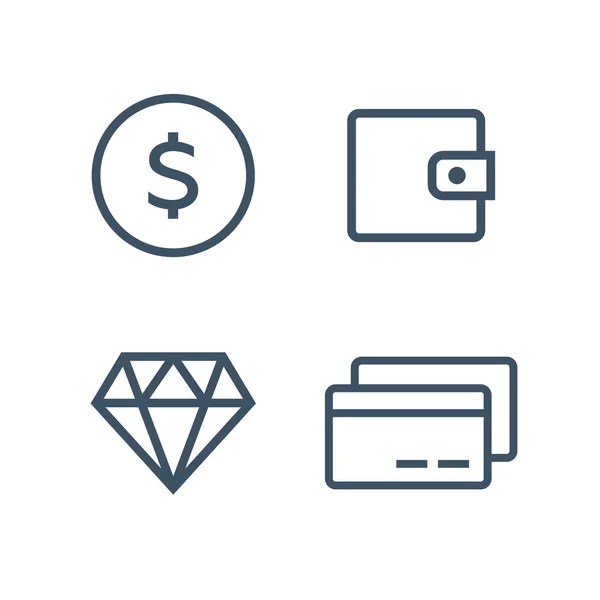 Iconos de línea de dinero — Vector de stock