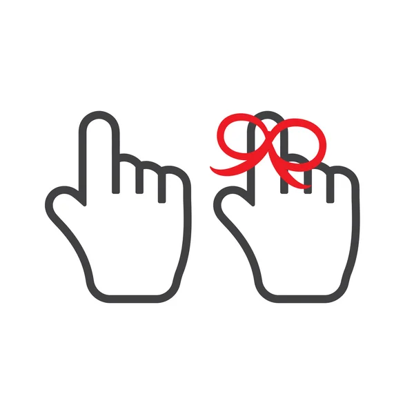 Påminnelse-ikonen. Hand med finger på som binds band — Stock vektor