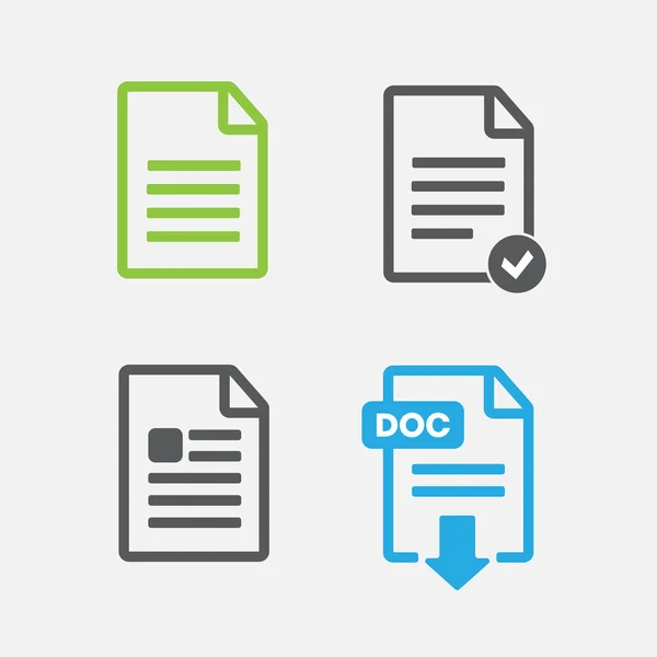 Iconos de archivo. Iconos de stil de glifo simple en 4 versiones — Vector de stock