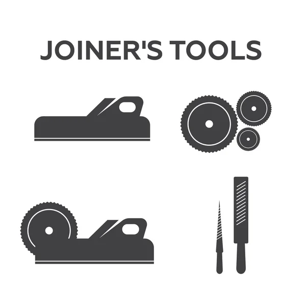 A set of logos, emblems of joiner's tools — Stock Vector