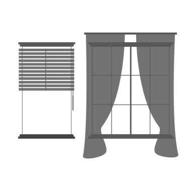 Pencere perdeleri. EPS 10 vektör çizim