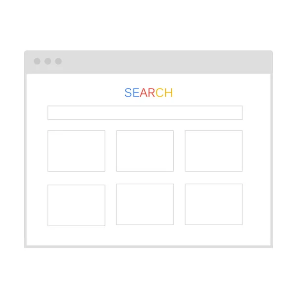 Internet browser window with search web site page — Stock Vector