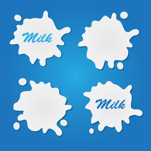 Milch, Joghurt oder Creme Splash Blot Vektor Set — Stockvektor