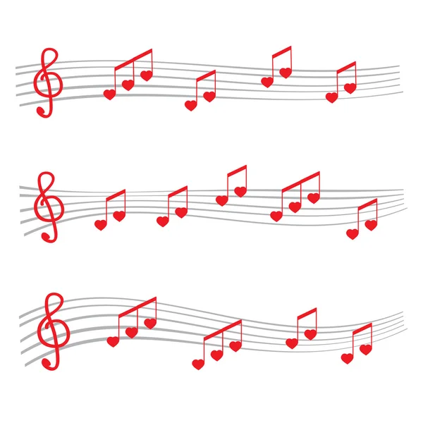 Notas musicales y acordes corazón — Vector de stock