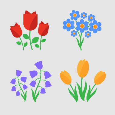 Stilize mod çiçek Icons set