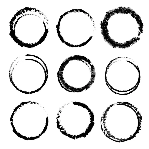 Grunge cercle coups de pinceau set illustration vectorielle — Image vectorielle