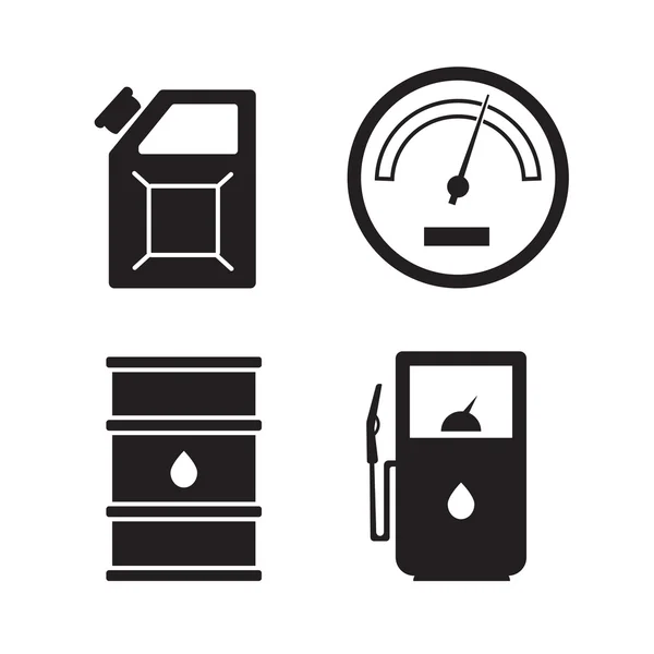 Conjunto de iconos vectoriales de gasolinera. Icono de gas, coche y aceite icono, gasolina combustible — Archivo Imágenes Vectoriales