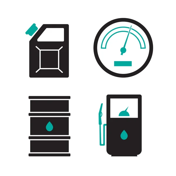 Conjunto de ícones vetoriais de postos de gasolina. Ícone de gás, ícone de carro e óleo, gasolina combustível —  Vetores de Stock