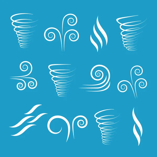 Icônes du vent nature, vague, temps frais, climat et mouvement — Image vectorielle