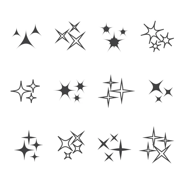 Vector sparkles icon set. Star element, light and bright vector illustration — Stock Vector