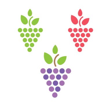 Üzüm vektör izole. Üzüm simgesi. Üzüm logosunu görmeniz gerekir. Üzüm şarap veya üzüm asma. Üzüm yeşil yaprak izole. Doğa üzüm logo. Şarap ya da asma logo simge