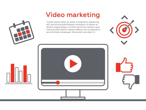 Video marketing. Streszczenie tło koncepcja. Cel i cel, cel i kamery internet marketing — Wektor stockowy