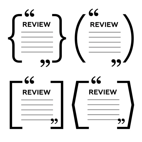 Website review quote citation blank template. Website review vector icon. Quote comment template. Quote bubble. Shop customer review template — Stock Vector