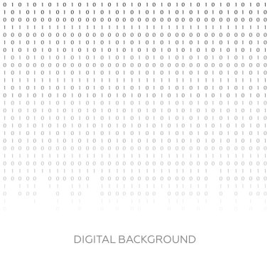 İkili kod siyah ve beyaz arka plan basamaklı üstünde perde. Algoritma veri ikilik