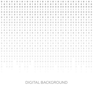 Binary code black and white background with digits on screen. Algorithm binary, data code clipart