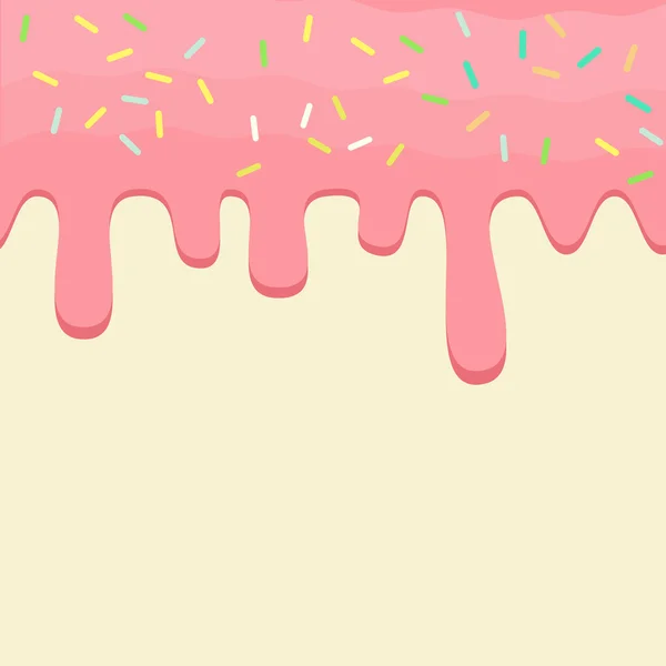 Dripping rosa donut sem costura esmalte. Fluxo doce líquido, sobremesa de comida saborosa fluindo —  Vetores de Stock