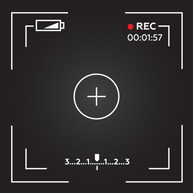 Kamera vizörünü. Odaklama ekranı kameranın şablonu. Vizör kamera kayıt