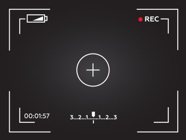 Kamera vizörünü. Odaklama ekranı kameranın şablonu. Vizör kamera kaydı. Video ekran