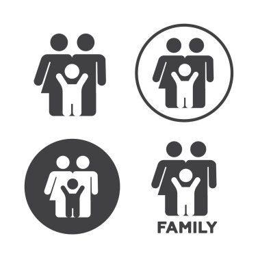 Aile simgeler vektör çizim ayarlayın. Aile siyah logosunu görmeniz gerekir. Aile simgeleri işareti