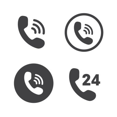 Vektör çizim Icons set telefon. Telefon siyah logosunu görmeniz gerekir. Telefon simgeleri işareti