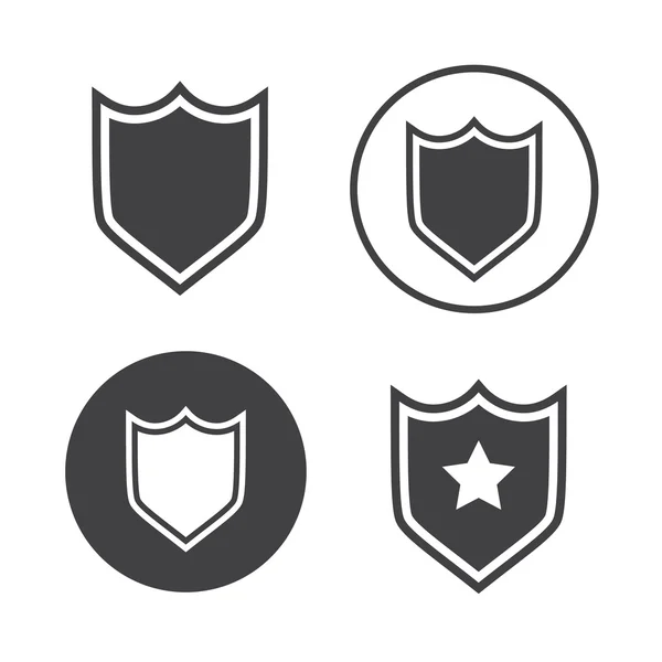 Shield ikoner set vektor illustration. Sköld svart logo. Shield ikoner tecken — Stock vektor