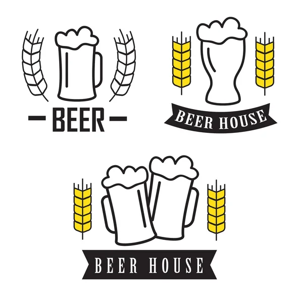 Etiquetas de vetor de cerveja vintage, conjunto de logotipos —  Vetores de Stock