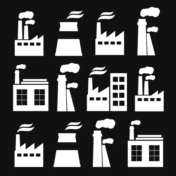 Conjunto de iconos de construcción de la industria manufacturera — Vector de stock