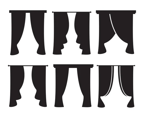 Vecteur icônes rideau noir sur fond blanc — Image vectorielle
