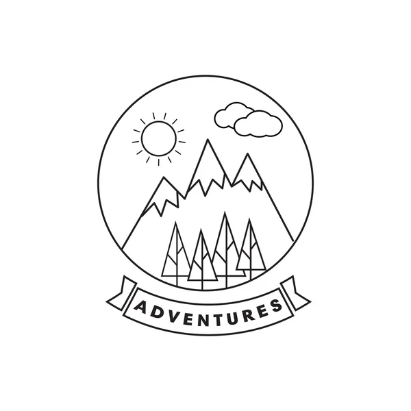 Векторный плакат горной линии. Плакат с логотипом горы — стоковый вектор