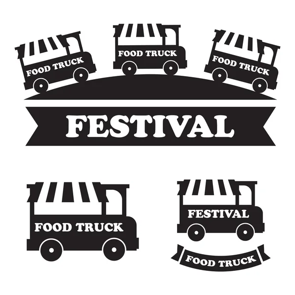 Food Truck Festival Embleme und Logos Vektorset — Stockvektor