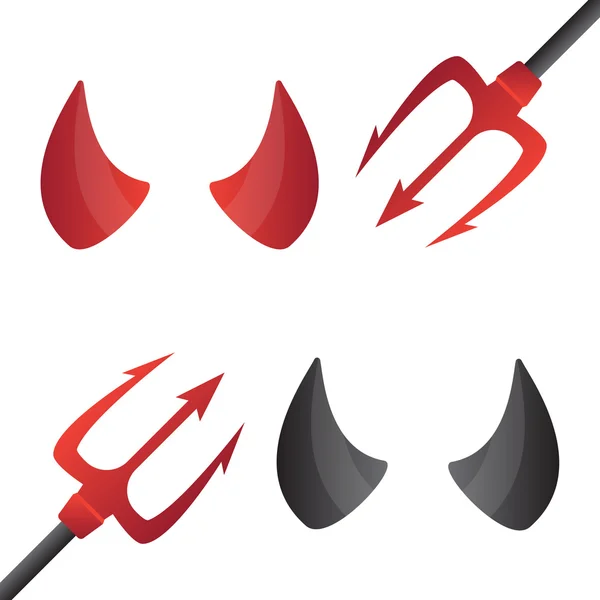 Rote und schwarze Teufelshörner. Horn böse, Dämonenhorn — Stockvektor