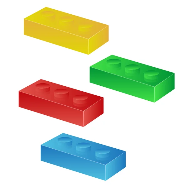 Constructie speelgoed kubussen. Connector bakstenen. 3D Isometrische set — Stockvector