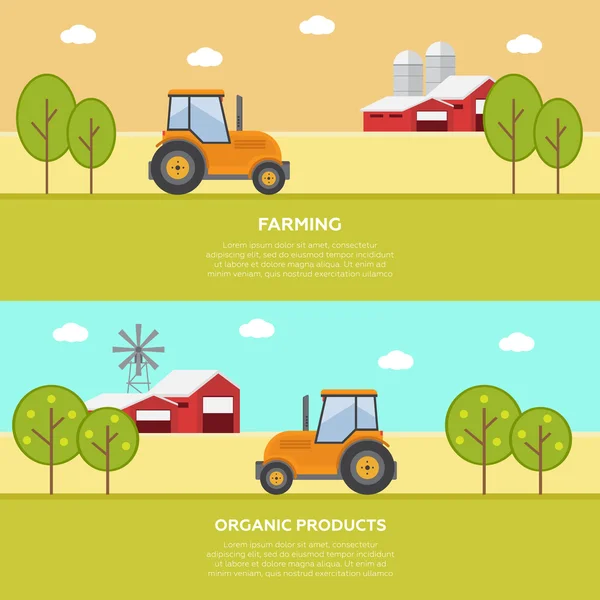 Agricultura y Agricultura. Agroindustria. Paisaje rural — Vector de stock