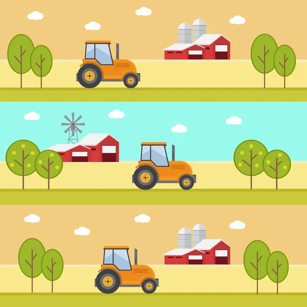 Productos orgánicos. Agricultura y Agricultura. Agroindustria. Paisaje rural — Vector de stock