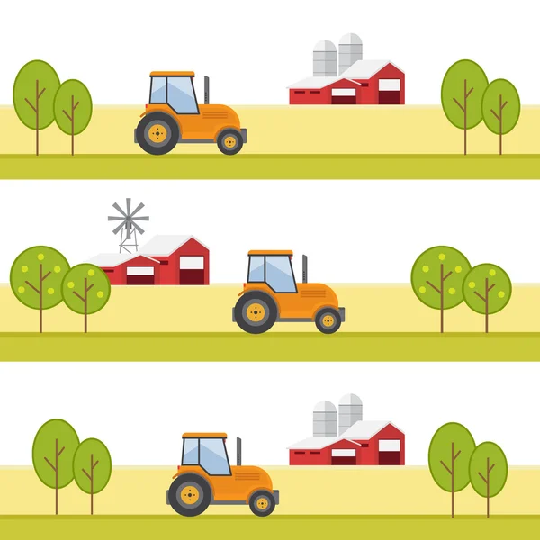 Agriculture et agriculture. Agro-alimentaire. Paysage rural — Image vectorielle
