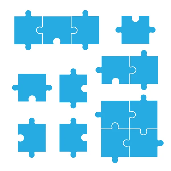 Puzzleteile auf blauer Vorlage — Stockvektor