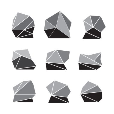 İzometrik 3d düz tarzı Rock taş çizgi film