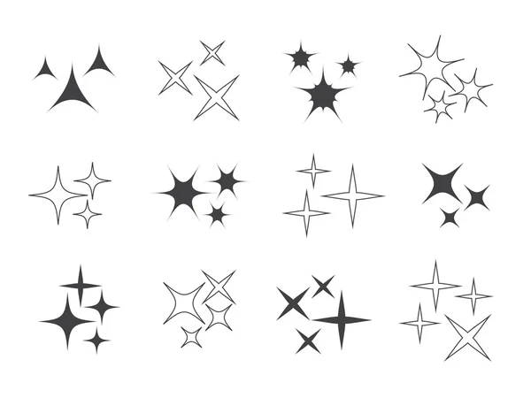 Sprankelende lichtsterren. Gloeiend licht effect ster — Stockvector