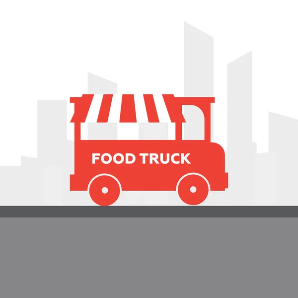 Camioneta de comida callejera. Entrega rápida. Diseño plano vector ilustración — Vector de stock